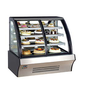 See Through Refrigerated Cake Glass Merchandiser for Bakery and Dessert